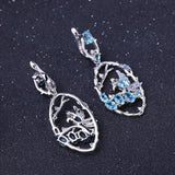 Blue Topaz Earrings 925 Sterling Silver Handmade Jewelry