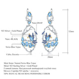 Blue Topaz Earrings 925 Sterling Silver Handmade Jewelry