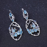 Blue Topaz Earrings 925 Sterling Silver Handmade Jewelry
