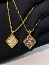 American 18K Gold Four Leaf Grass Necklace Female