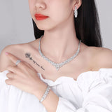 Bride's Copper Zircon Suit Necklace Earrings Hand