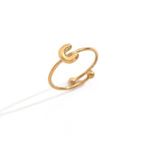 Lxalry 18K Gold Plated Stainless Steel Initial Ring For Women