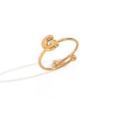 Lxalry 18K Gold Plated Stainless Steel Initial Ring For Women