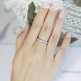 925 Sterling Silver White Gold Plated Full Row Moissanite Ring