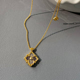 American 18K Gold Four Leaf Grass Necklace Female