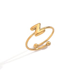 Lxalry 18K Gold Plated Stainless Steel Initial Ring For Women