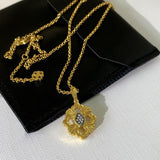 American 18K Gold Four Leaf Grass Necklace Female