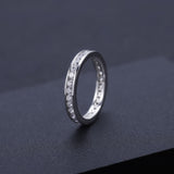 925 Sterling Silver White Gold Plated Full Row Moissanite Ring