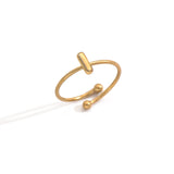 Lxalry 18K Gold Plated Stainless Steel Initial Ring For Women