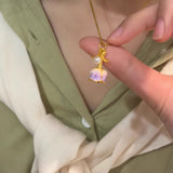 S925 Silver Warm Enamel Blossom Rose Pendant Necklace