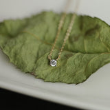 Women's Pure 14k Yellow Gold Single Diamond Necklace