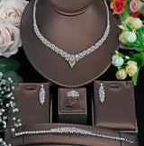 Bride's Copper Zircon Suit Necklace Earrings Hand