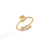 Lxalry 18K Gold Plated Stainless Steel Initial Ring For Women