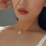 American 18K Gold Four Leaf Grass Necklace Female