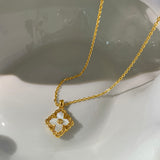 American 18K Gold Four Leaf Grass Necklace Female