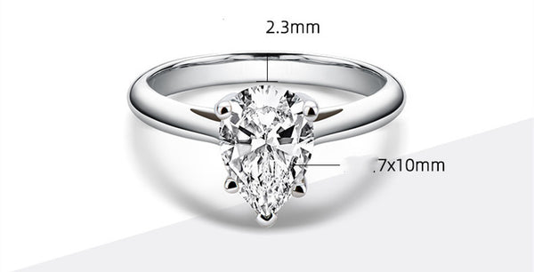 Luxury 2 Carat Moissanite Ring Drop Shape D Color