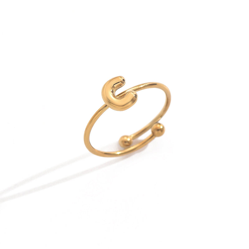 Lxalry 18K Gold Plated Stainless Steel Initial Ring For Women - Adjustable Minimalist Letter A-Z Rings, Personalized Gift Jewelry, Waterproof, Hypoallergenic, Tarnish-Free, Trendy Custom Statement Rin