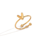 Lxalry 18K Gold Plated Stainless Steel Initial Ring For Women - Adjustable Minimalist Letter A-Z Rings, Personalized Gift Jewelry, Waterproof, Hypoallergenic, Tarnish-Free, Trendy Custom Statement Rin