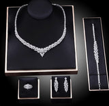 Bride's Copper Zircon Suit Necklace Earrings Hand