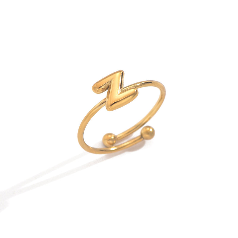 Lxalry 18K Gold Plated Stainless Steel Initial Ring For Women - Adjustable Minimalist Letter A-Z Rings, Personalized Gift Jewelry, Waterproof, Hypoallergenic, Tarnish-Free, Trendy Custom Statement Rin