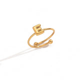 Lxalry 18K Gold Plated Stainless Steel Initial Ring For Women - Adjustable Minimalist Letter A-Z Rings, Personalized Gift Jewelry, Waterproof, Hypoallergenic, Tarnish-Free, Trendy Custom Statement Rin