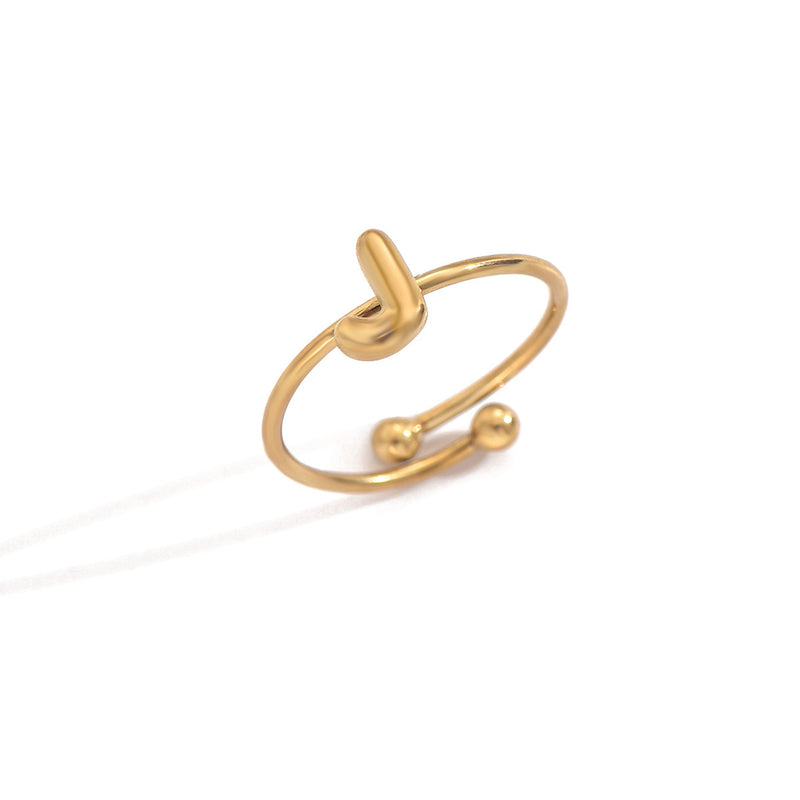Lxalry 18K Gold Plated Stainless Steel Initial Ring For Women - Adjustable Minimalist Letter A-Z Rings, Personalized Gift Jewelry, Waterproof, Hypoallergenic, Tarnish-Free, Trendy Custom Statement Rin