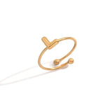 Lxalry 18K Gold Plated Stainless Steel Initial Ring For Women - Adjustable Minimalist Letter A-Z Rings, Personalized Gift Jewelry, Waterproof, Hypoallergenic, Tarnish-Free, Trendy Custom Statement Rin