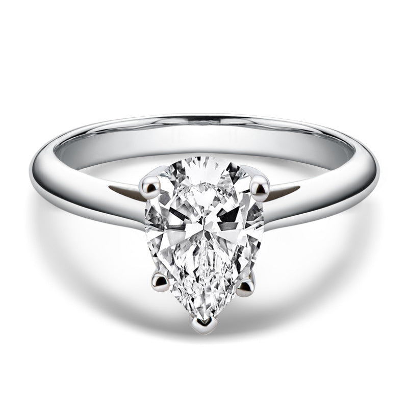 Luxury 2 Carat Moissanite Ring Drop Shape D Color