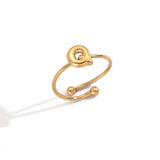 Lxalry 18K Gold Plated Stainless Steel Initial Ring For Women - Adjustable Minimalist Letter A-Z Rings, Personalized Gift Jewelry, Waterproof, Hypoallergenic, Tarnish-Free, Trendy Custom Statement Rin