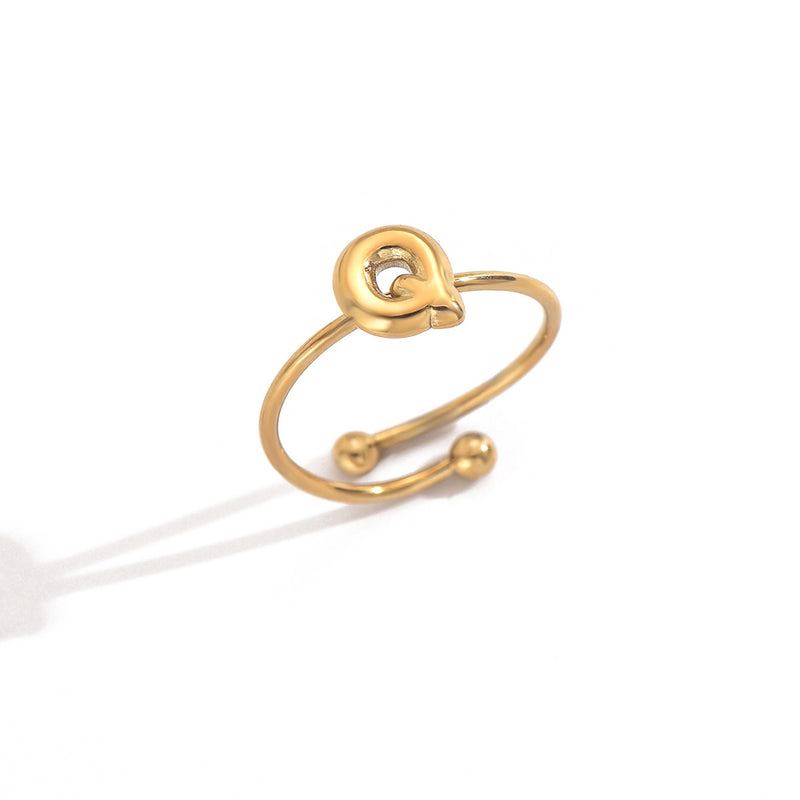 Lxalry 18K Gold Plated Stainless Steel Initial Ring For Women - Adjustable Minimalist Letter A-Z Rings, Personalized Gift Jewelry, Waterproof, Hypoallergenic, Tarnish-Free, Trendy Custom Statement Rin