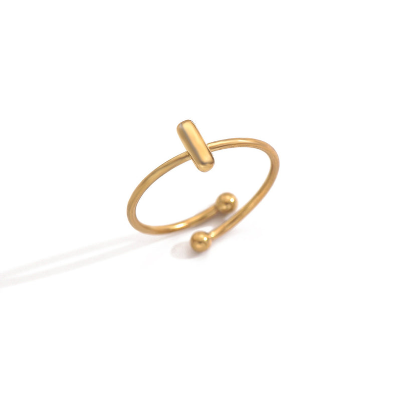 Lxalry 18K Gold Plated Stainless Steel Initial Ring For Women - Adjustable Minimalist Letter A-Z Rings, Personalized Gift Jewelry, Waterproof, Hypoallergenic, Tarnish-Free, Trendy Custom Statement Rin