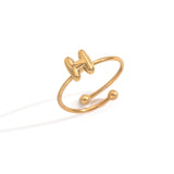 Lxalry 18K Gold Plated Stainless Steel Initial Ring For Women - Adjustable Minimalist Letter A-Z Rings, Personalized Gift Jewelry, Waterproof, Hypoallergenic, Tarnish-Free, Trendy Custom Statement Rin