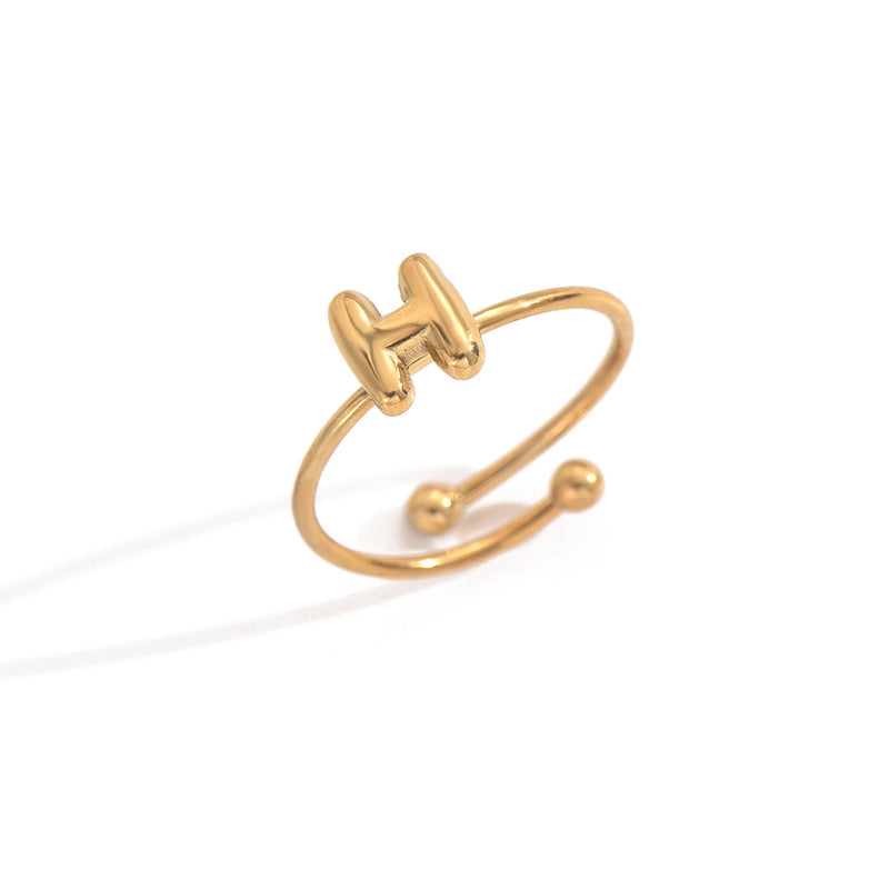 Lxalry 18K Gold Plated Stainless Steel Initial Ring For Women - Adjustable Minimalist Letter A-Z Rings, Personalized Gift Jewelry, Waterproof, Hypoallergenic, Tarnish-Free, Trendy Custom Statement Rin