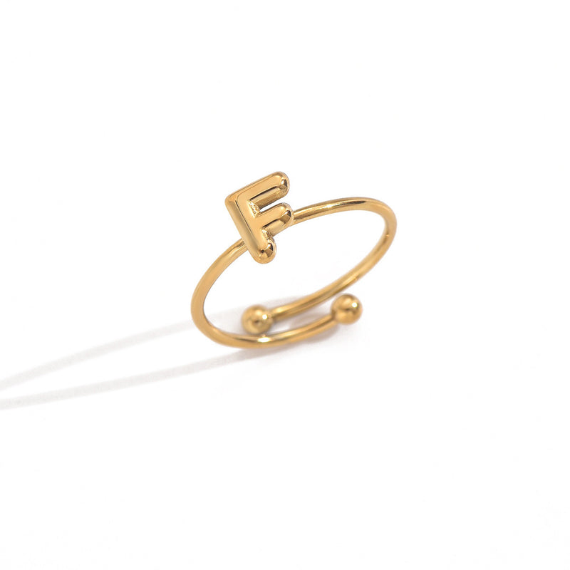 Lxalry 18K Gold Plated Stainless Steel Initial Ring For Women - Adjustable Minimalist Letter A-Z Rings, Personalized Gift Jewelry, Waterproof, Hypoallergenic, Tarnish-Free, Trendy Custom Statement Rin