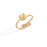 Lxalry 18K Gold Plated Stainless Steel Initial Ring For Women - Adjustable Minimalist Letter A-Z Rings, Personalized Gift Jewelry, Waterproof, Hypoallergenic, Tarnish-Free, Trendy Custom Statement Rin