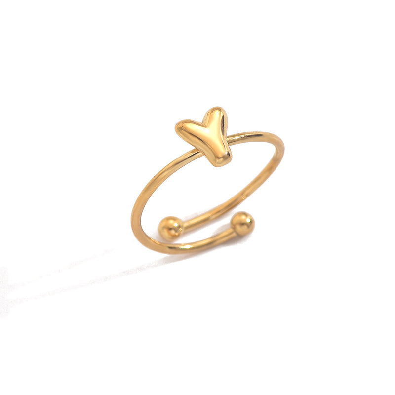 Lxalry 18K Gold Plated Stainless Steel Initial Ring For Women - Adjustable Minimalist Letter A-Z Rings, Personalized Gift Jewelry, Waterproof, Hypoallergenic, Tarnish-Free, Trendy Custom Statement Rin