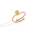 Lxalry 18K Gold Plated Stainless Steel Initial Ring For Women - Adjustable Minimalist Letter A-Z Rings, Personalized Gift Jewelry, Waterproof, Hypoallergenic, Tarnish-Free, Trendy Custom Statement Rin
