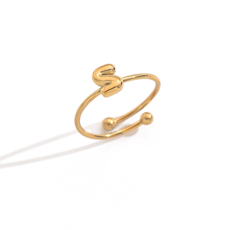 Lxalry 18K Gold Plated Stainless Steel Initial Ring For Women - Adjustable Minimalist Letter A-Z Rings, Personalized Gift Jewelry, Waterproof, Hypoallergenic, Tarnish-Free, Trendy Custom Statement Rin